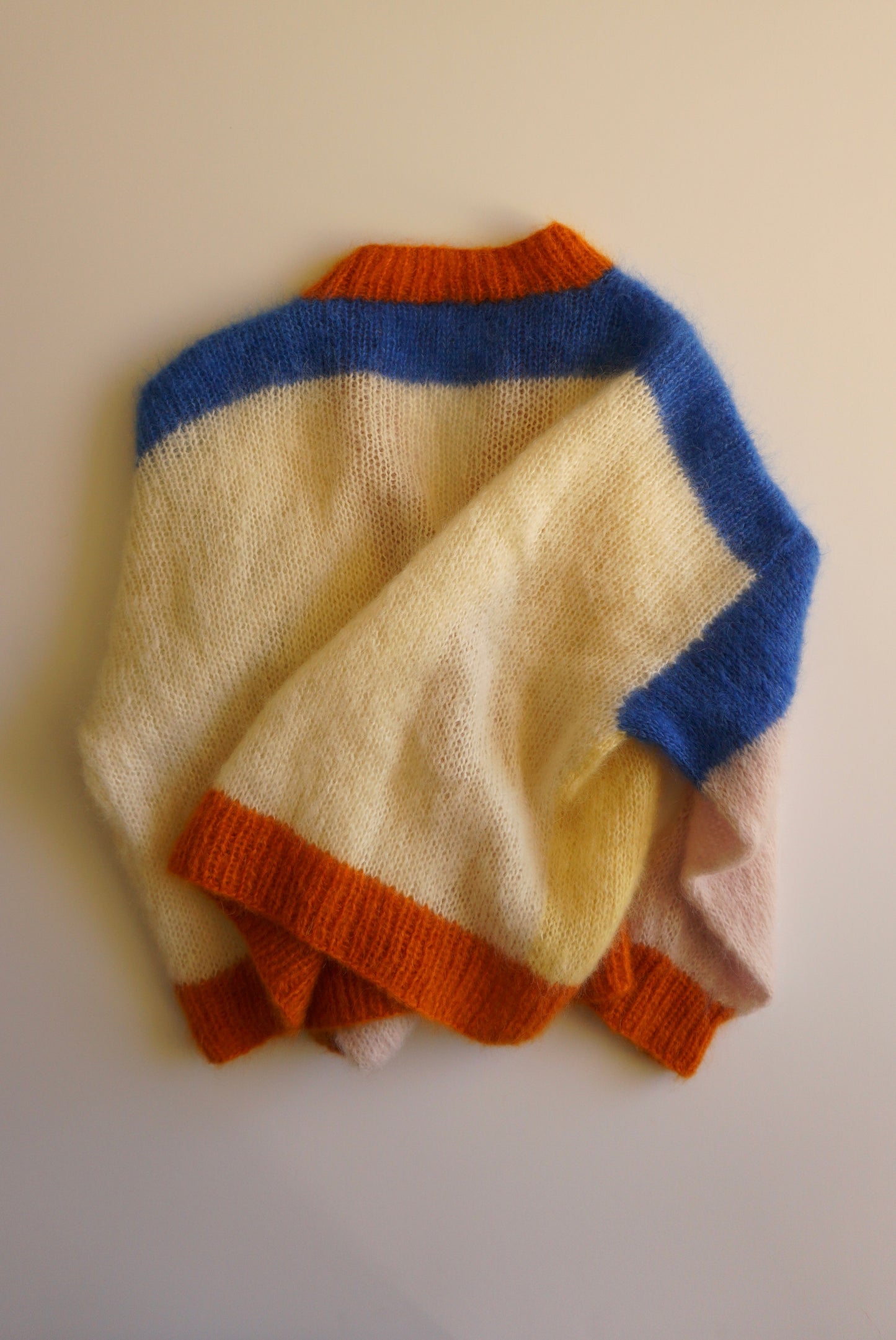 Colourful knitted mohair cardigan