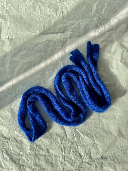 Skinny long mohair scarf cobalt blue