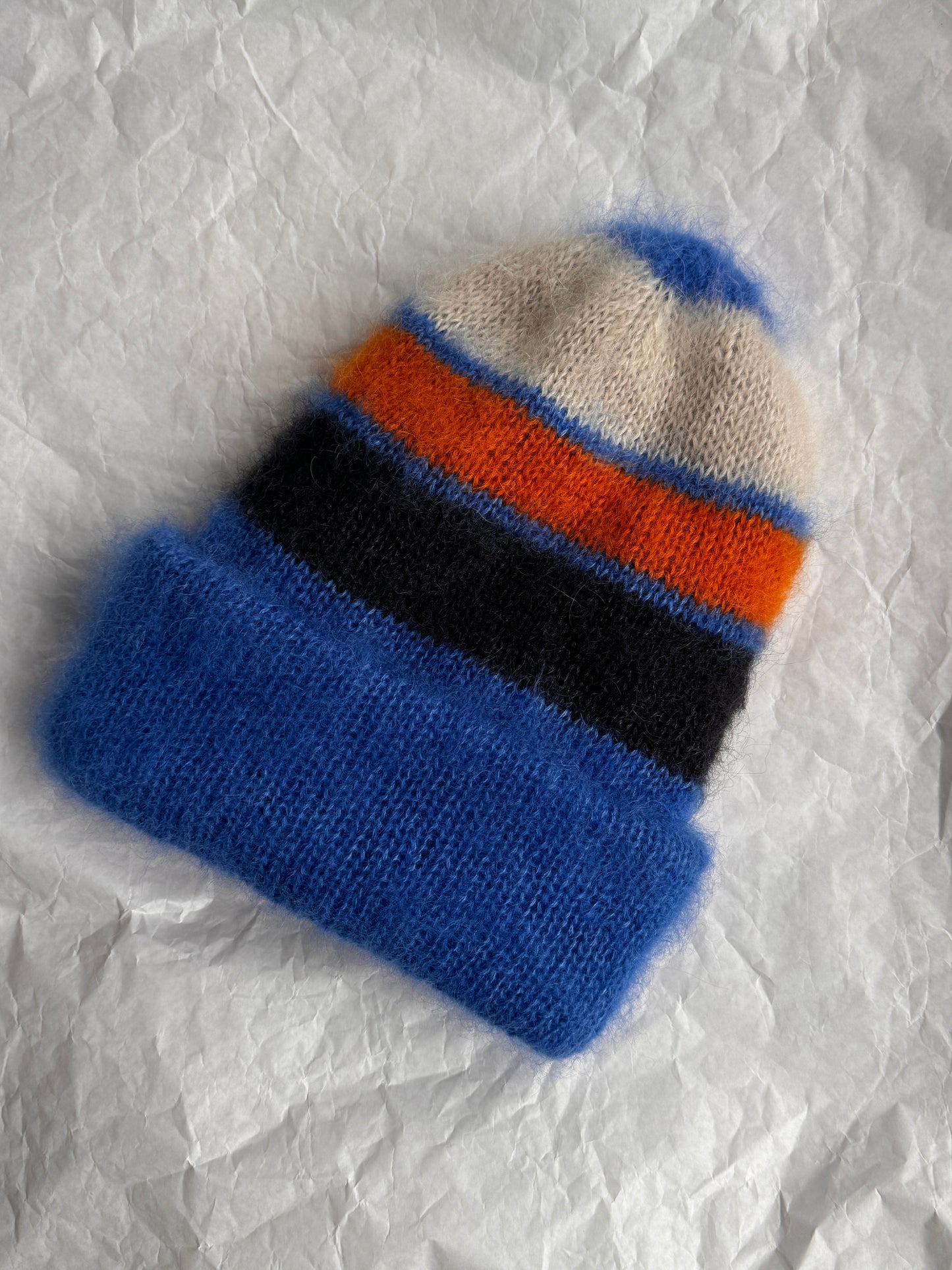 Blue mohair beanie