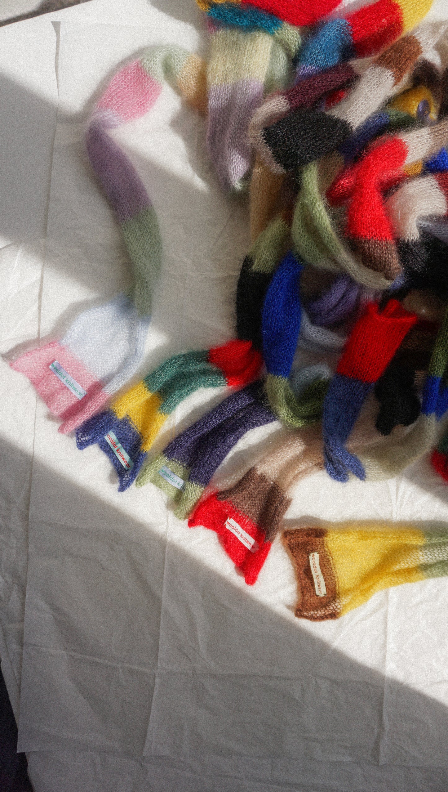Small skinny mohair scarf pastel colors