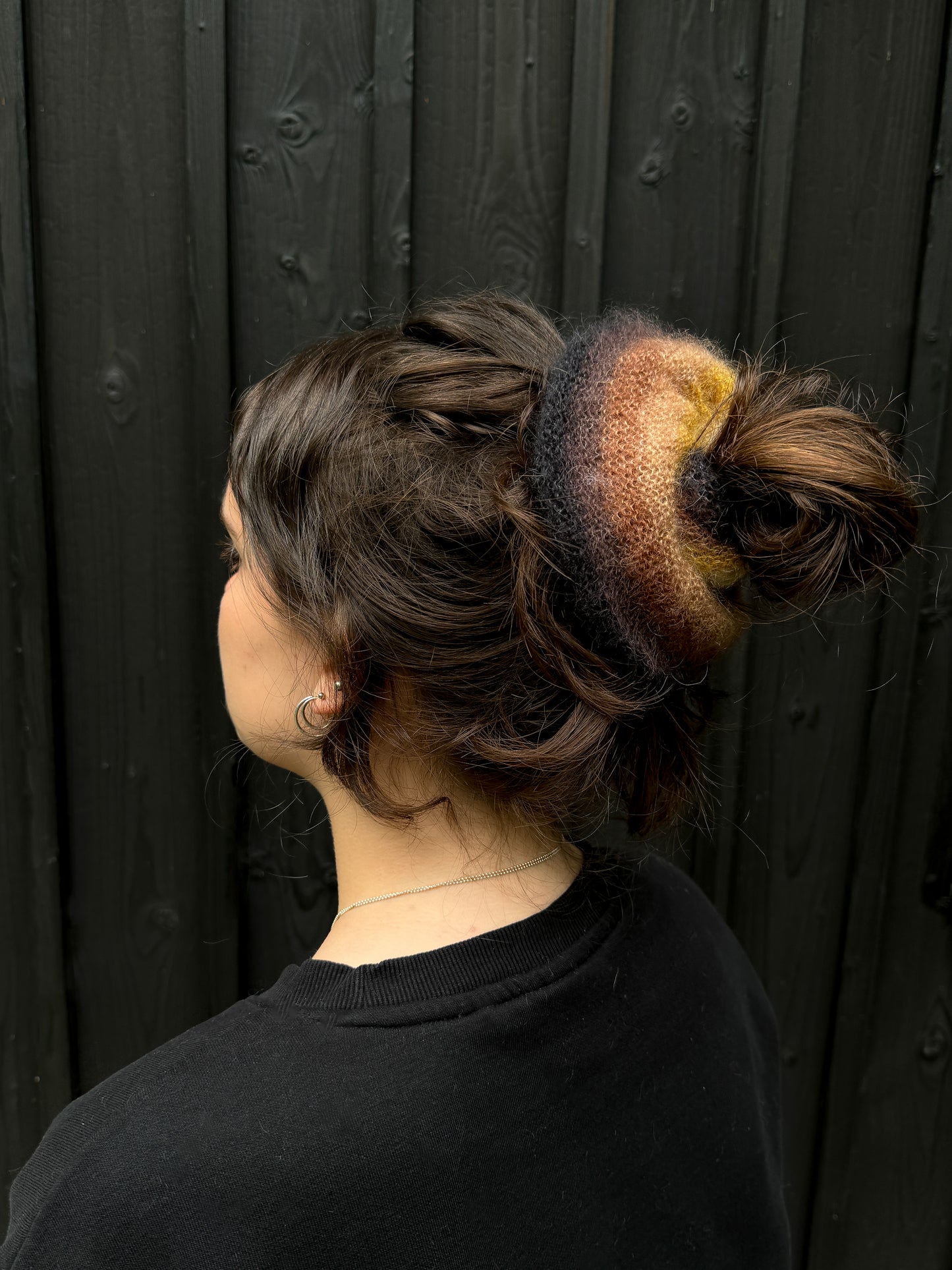 Brown ombre mohair scrunchie