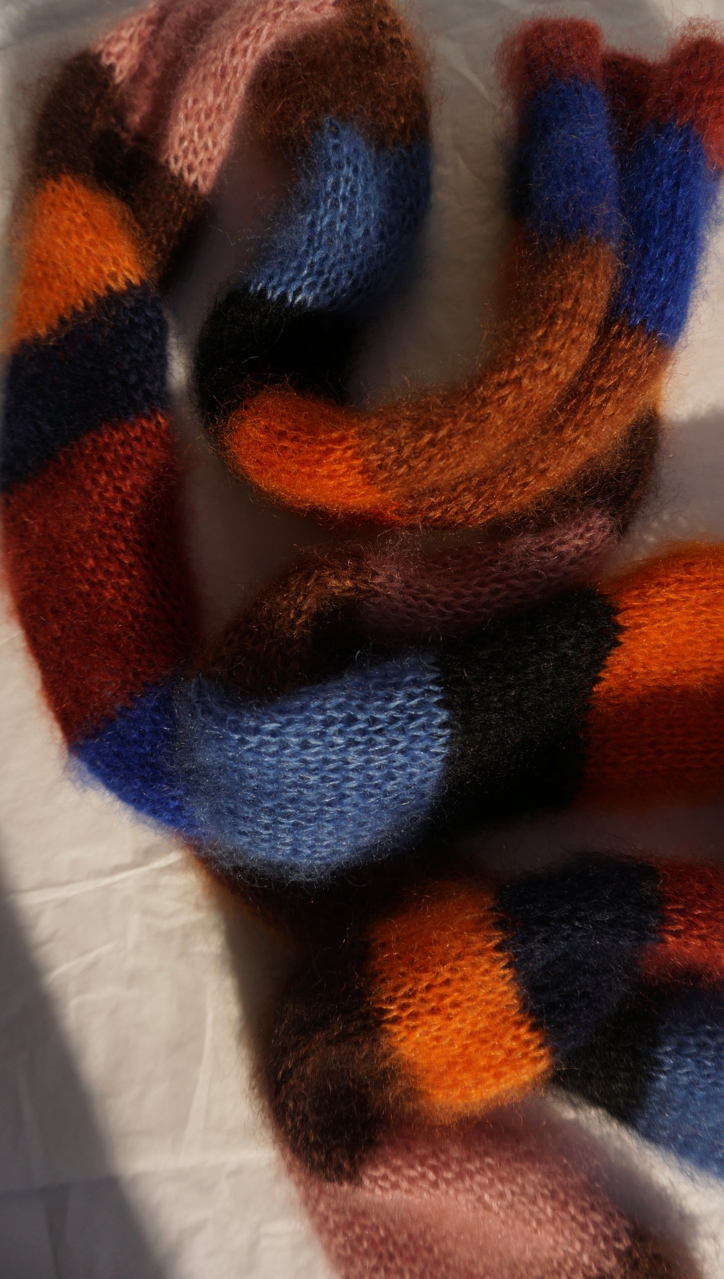 Slim mohair scarf multicolored stripes