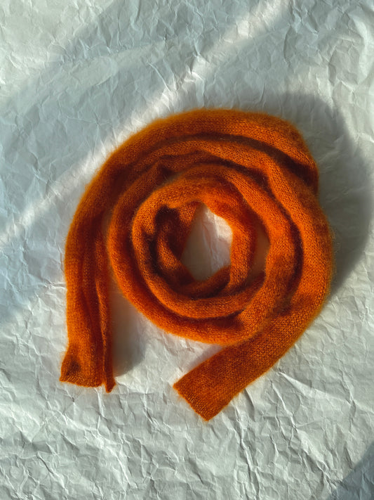 Skinny long mohair scarf burnt orange