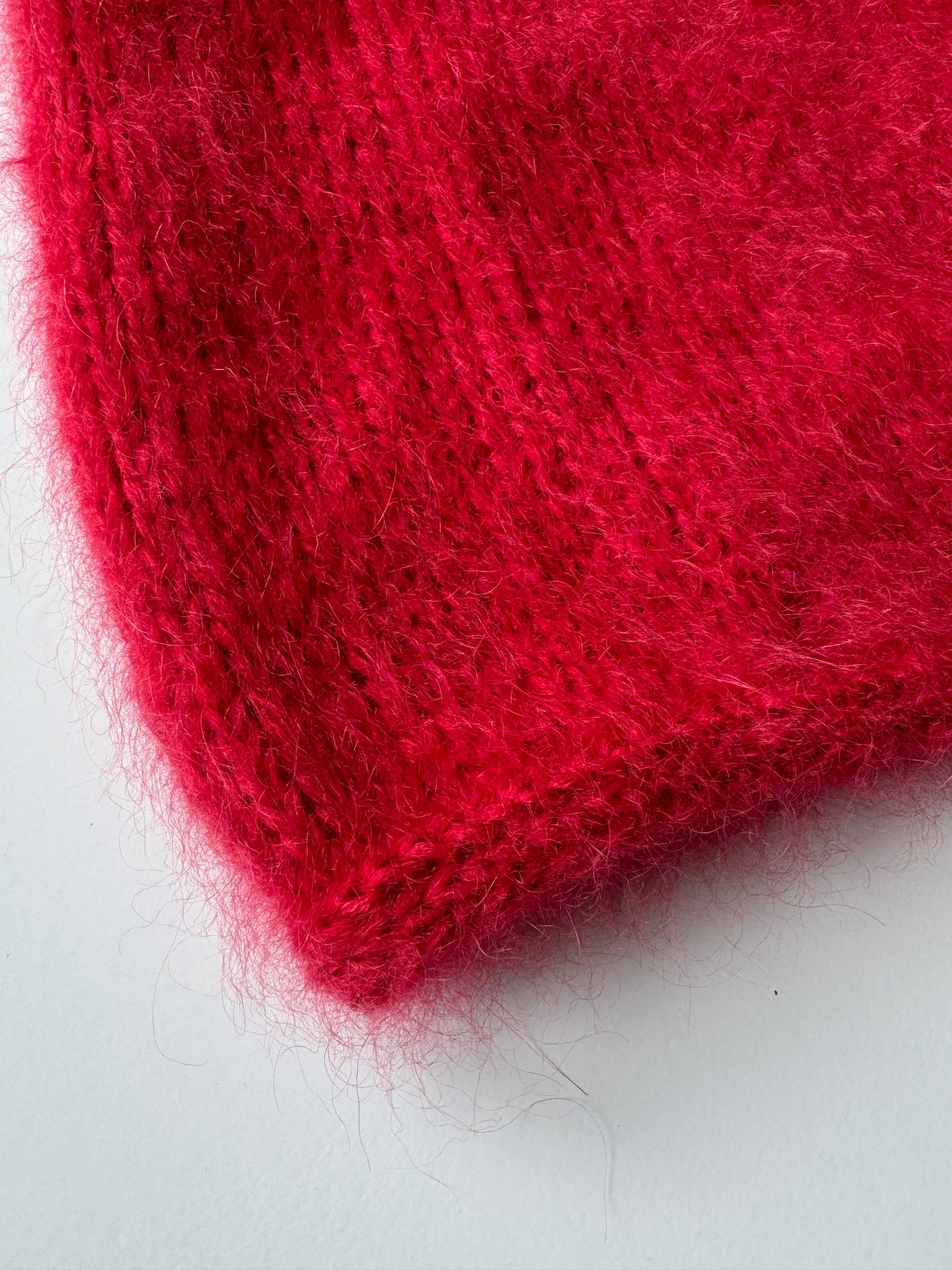 Red fluffy mohair vest