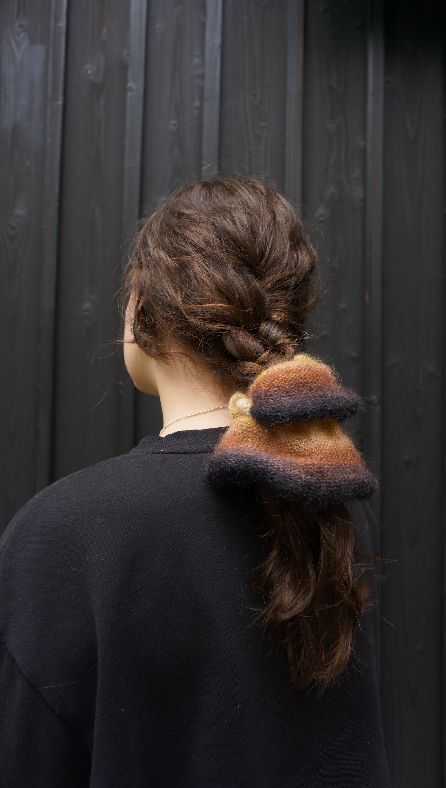 Brown ombre mohair scrunchie