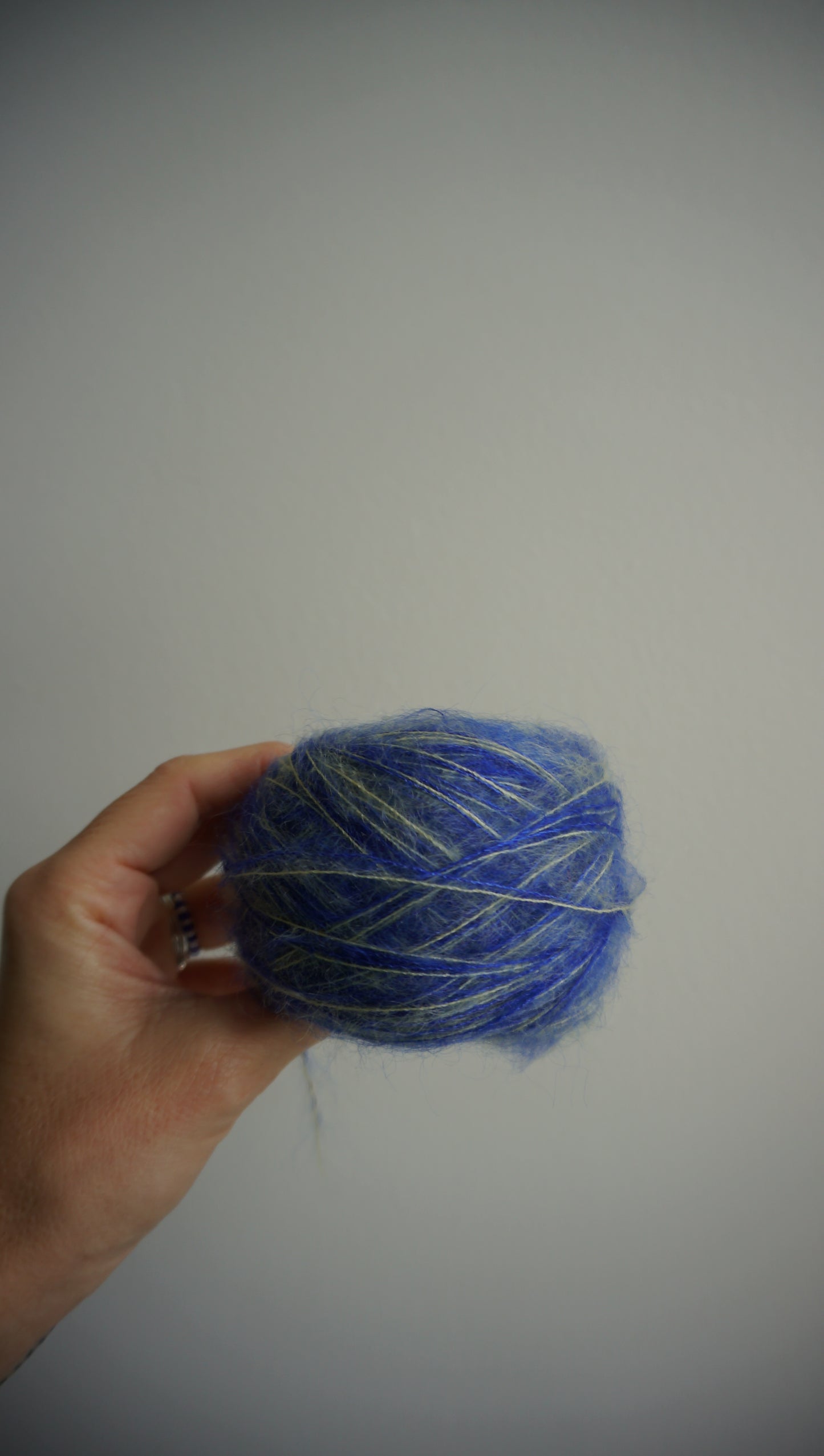 Small mohair scarf yellow + cobalt blue