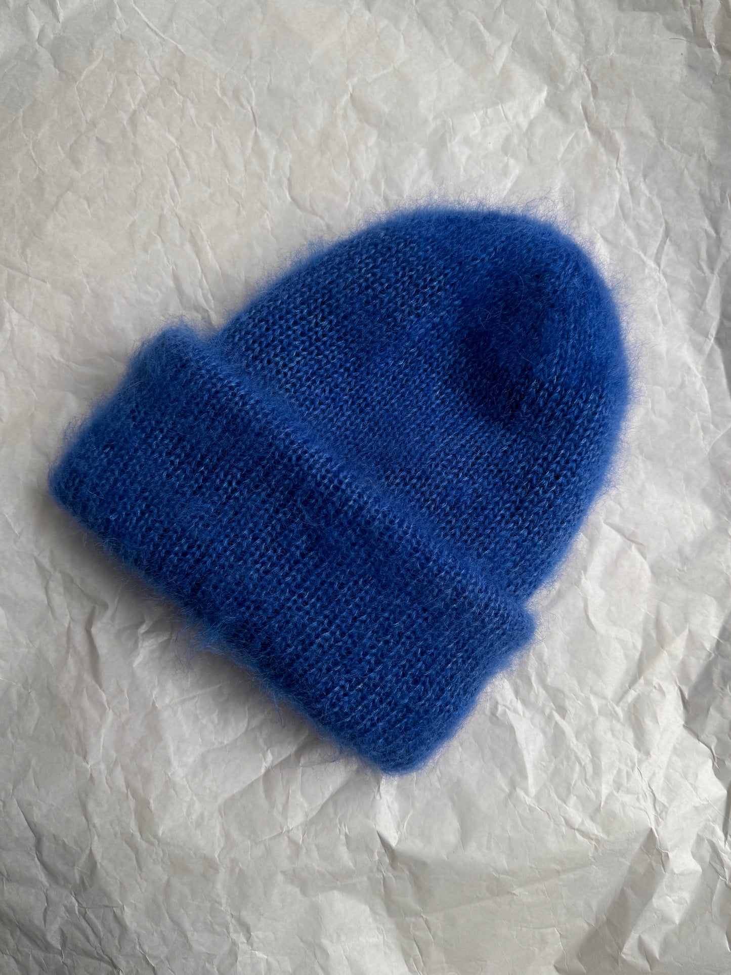 Blue mohair beanie