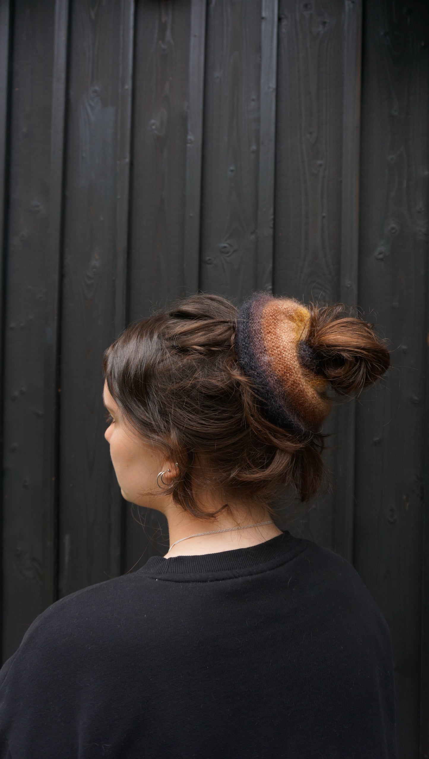 Brown ombre mohair scrunchie