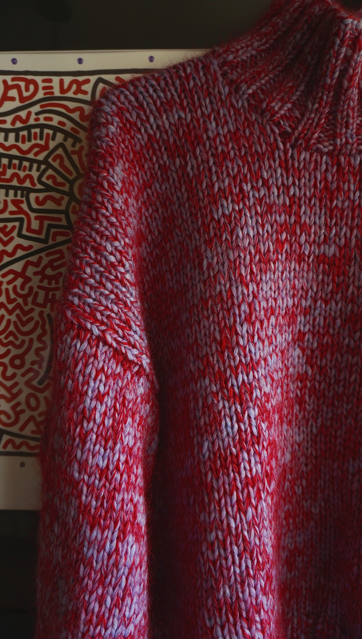 Melange light blue & red turtleneck jumper