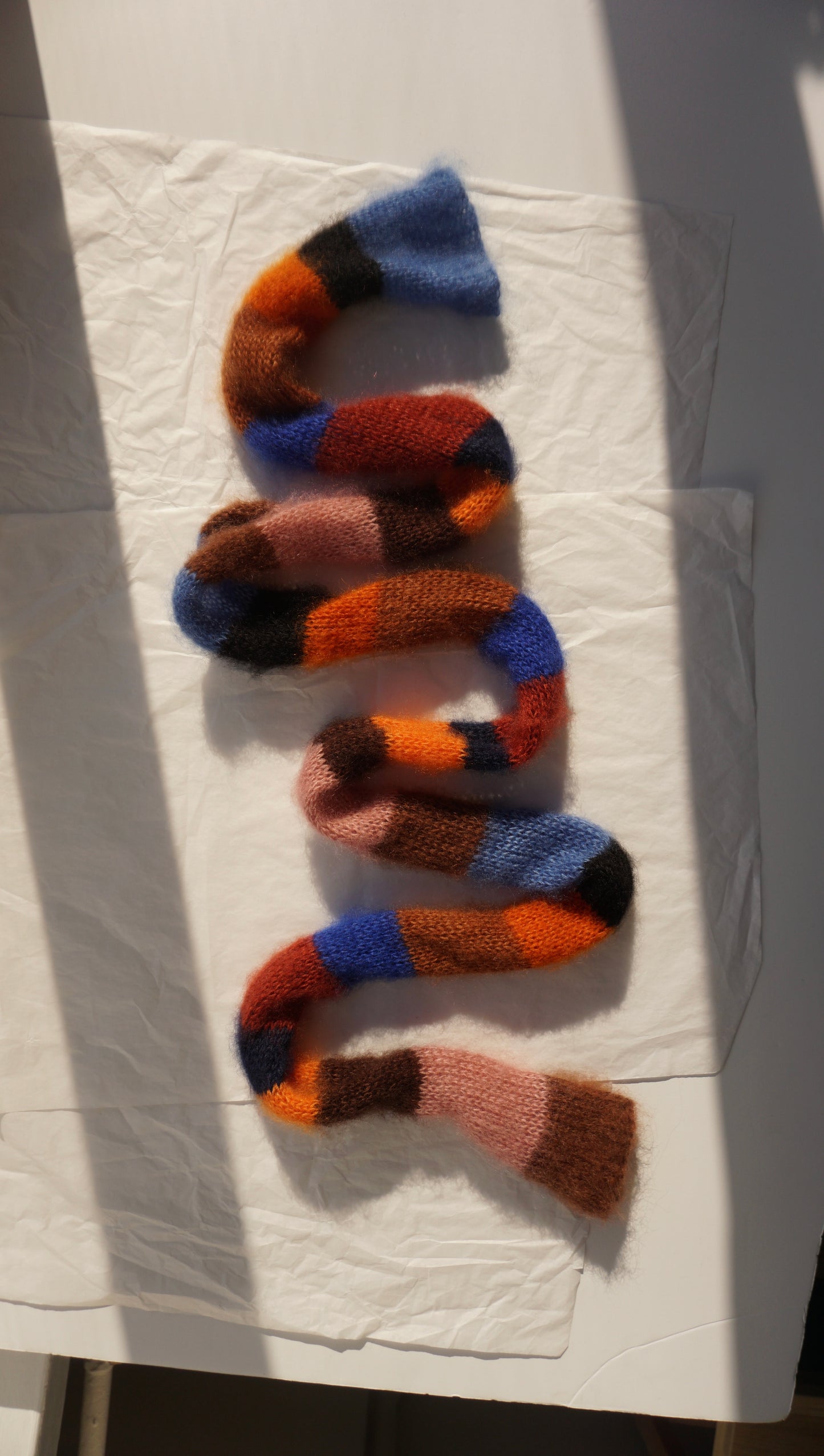Slim mohair scarf multicolored stripes