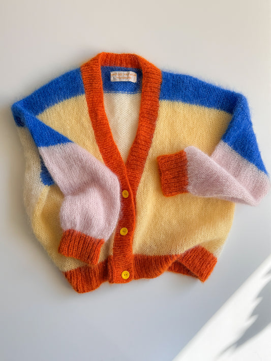 Colourful knitted mohair cardigan