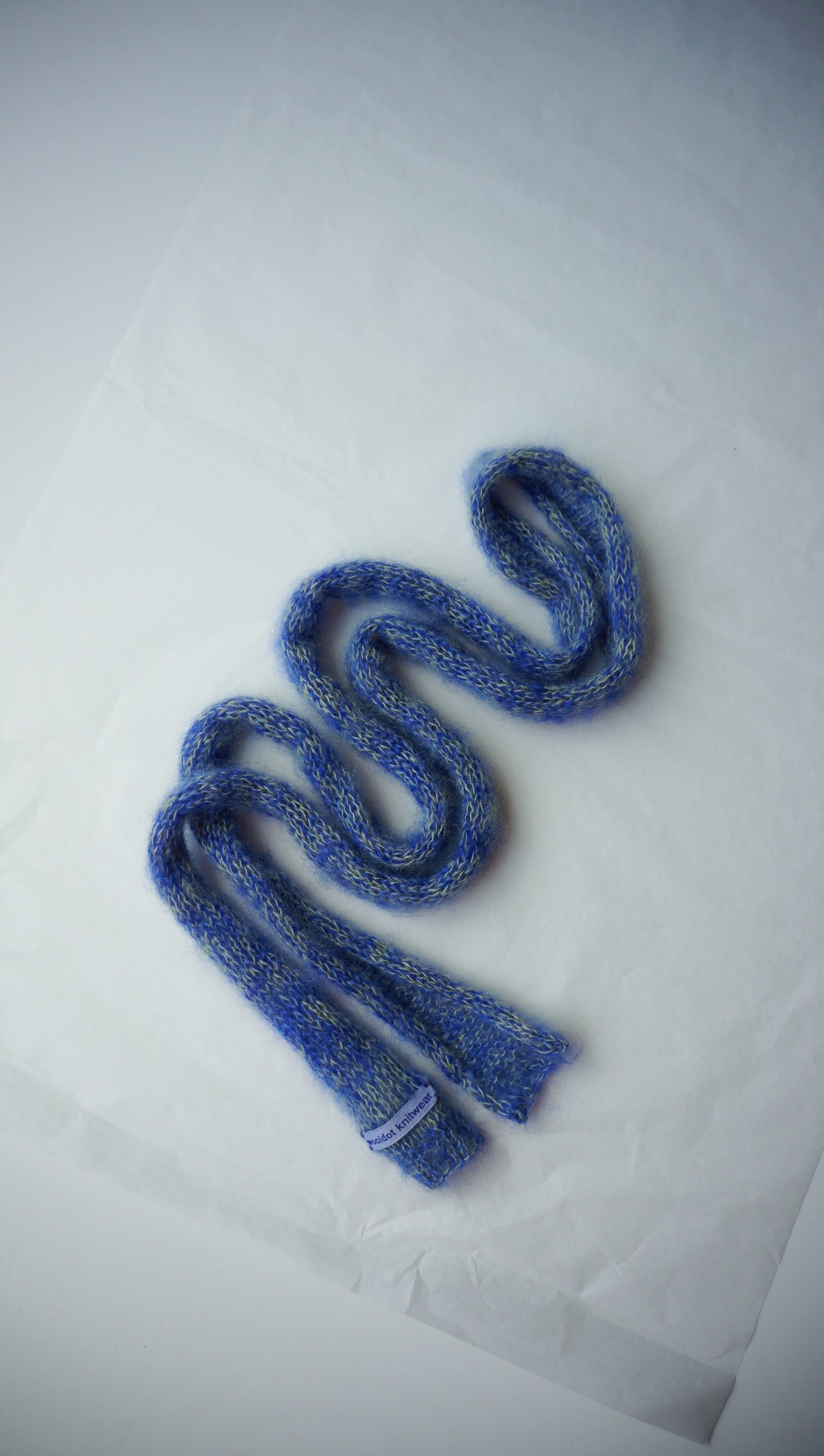Small mohair scarf yellow + cobalt blue