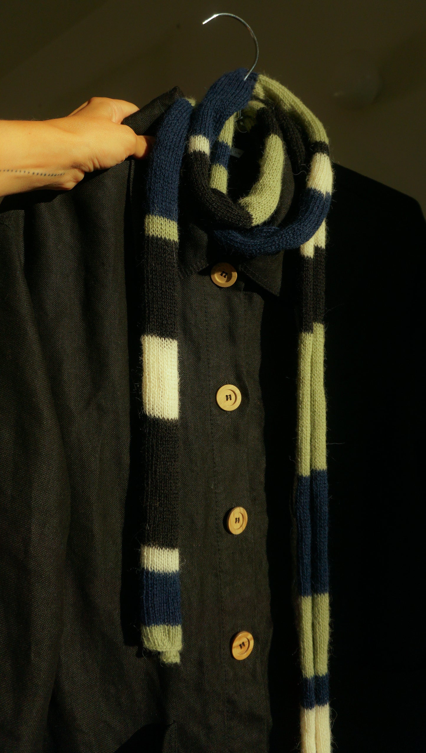 Skinny long alpaca wool scarf