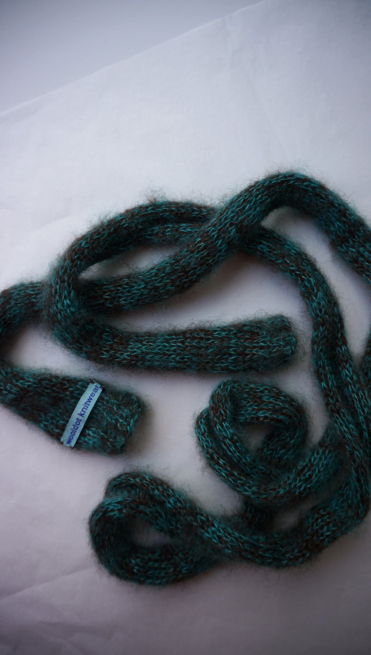 Small mohair scarf brown + aquamarine