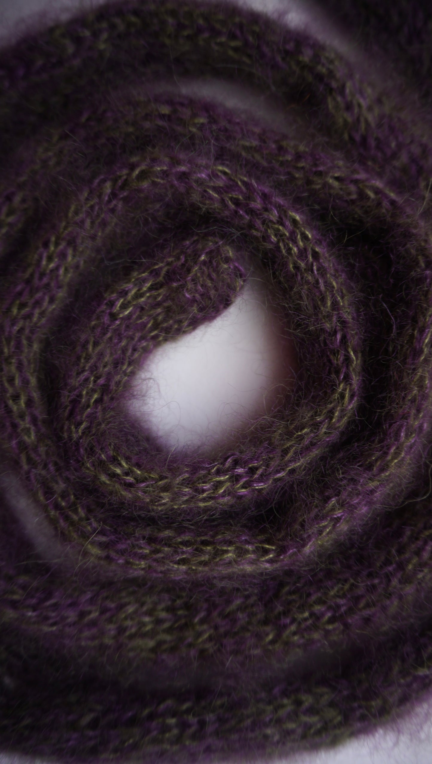 Small mohair scarf olive + purple