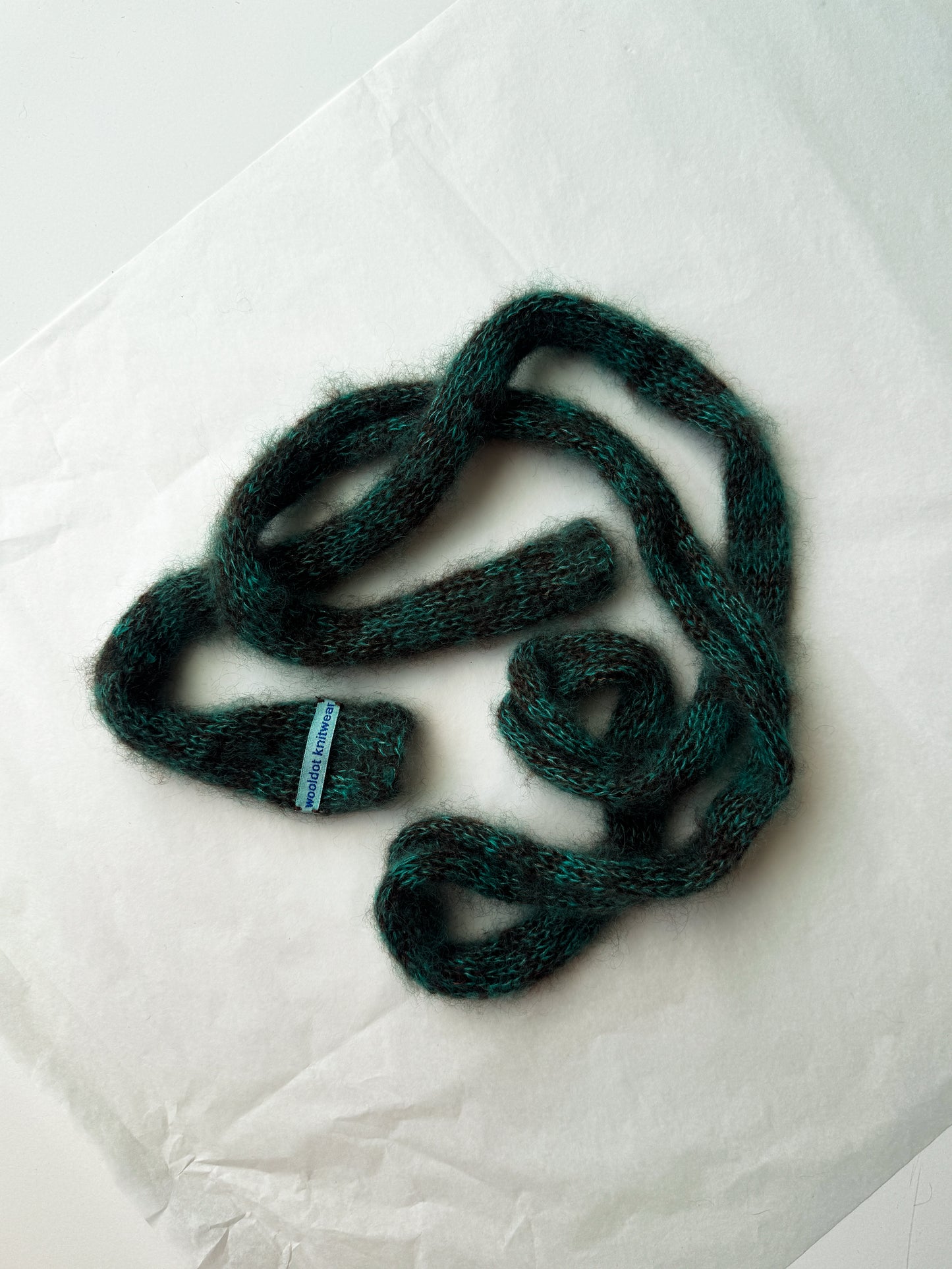 Small mohair scarf brown + aquamarine