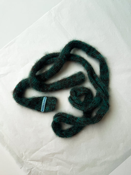 Small mohair scarf brown + aquamarine