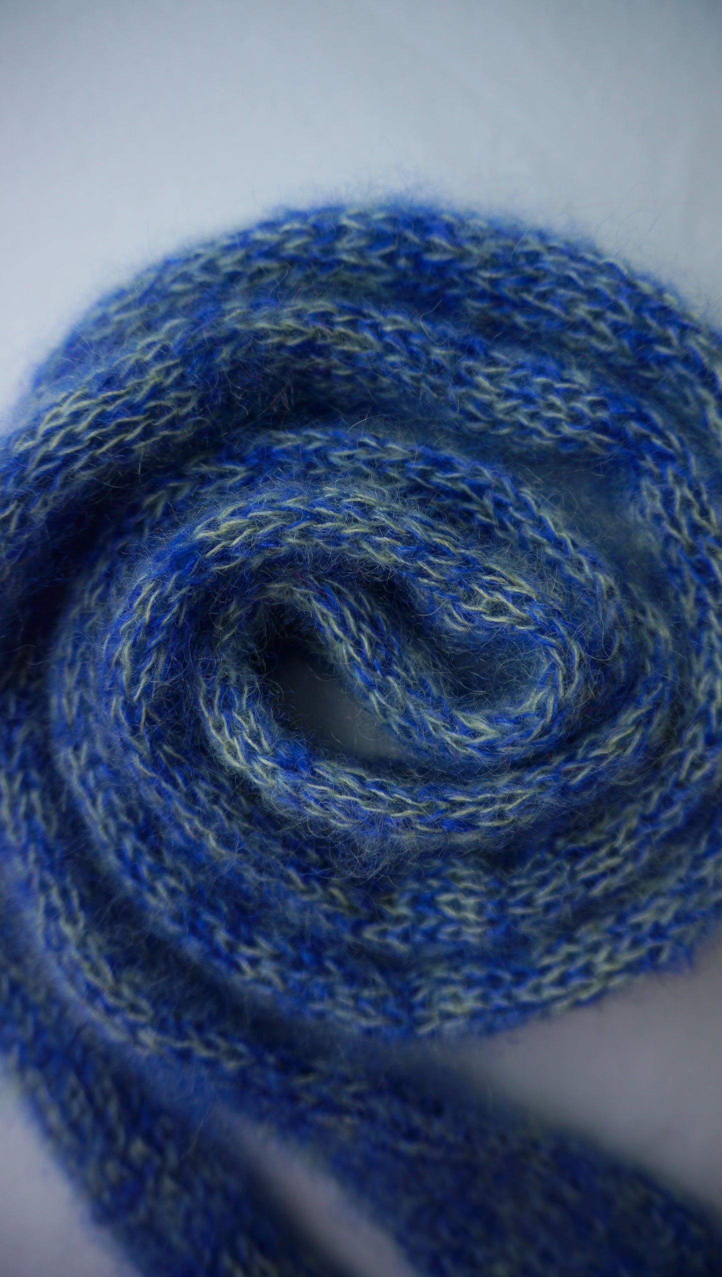 Small mohair scarf yellow + cobalt blue