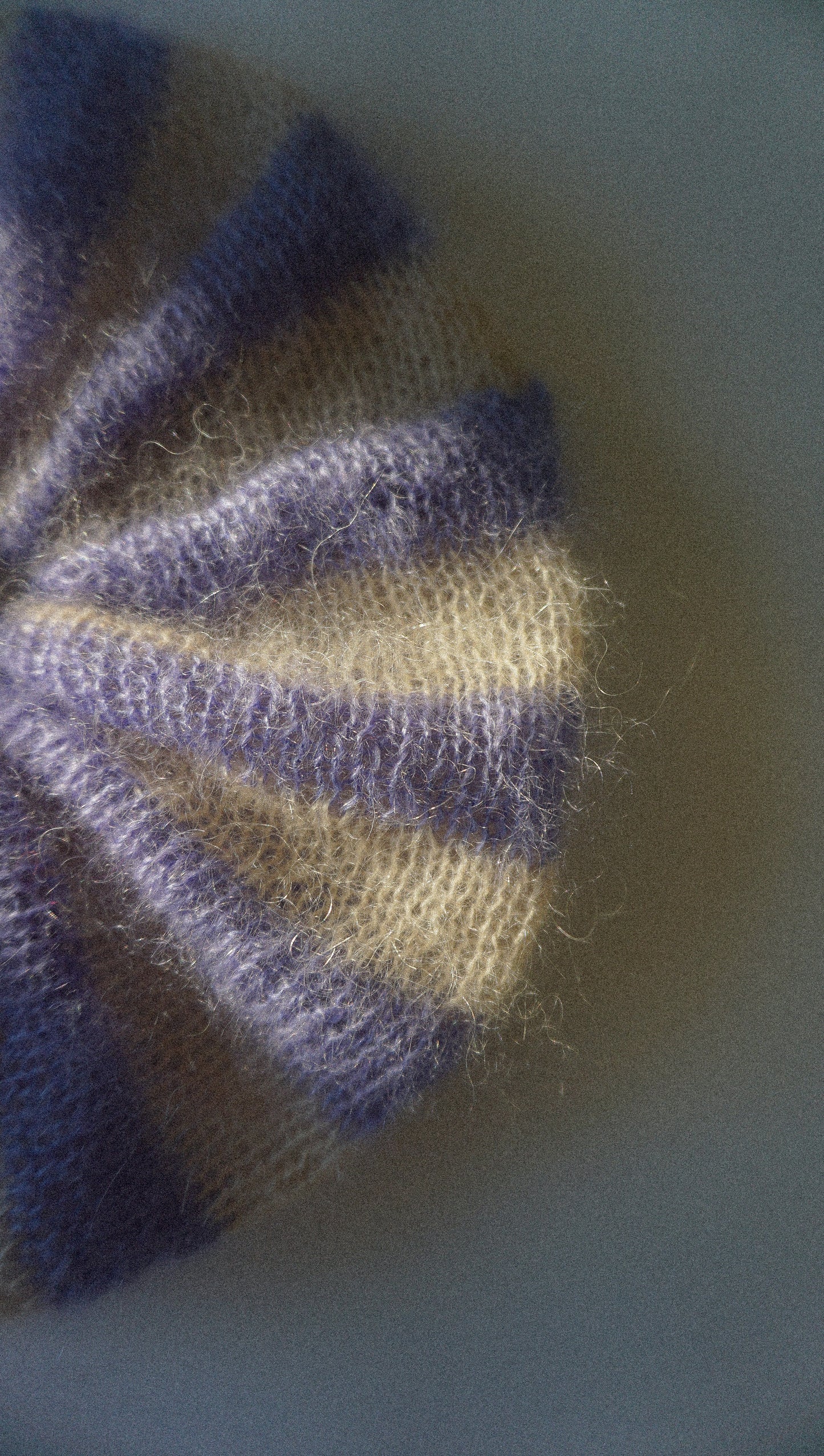 Purple beige mohair scrunchie