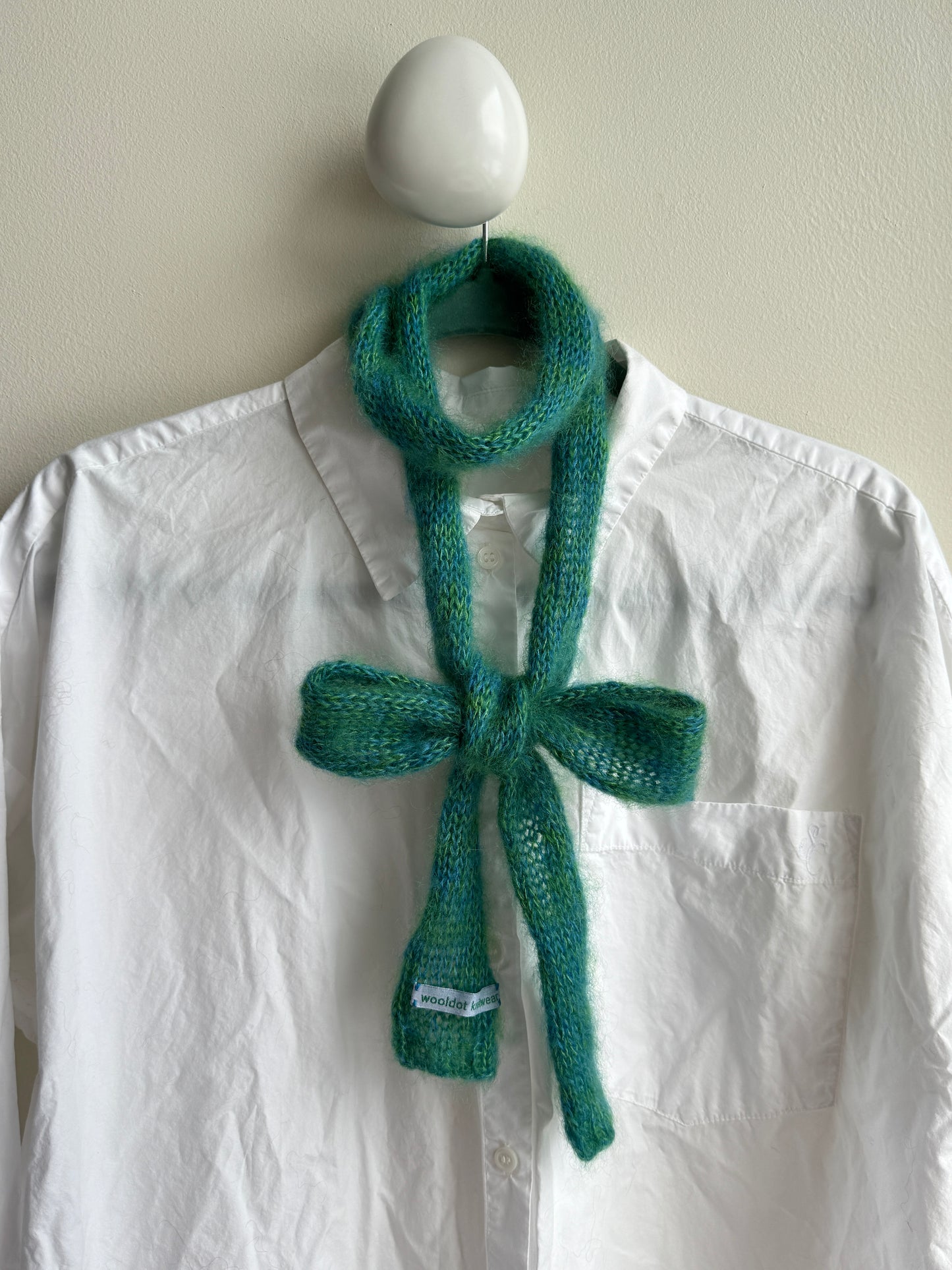 Small mohair scarf green + blue