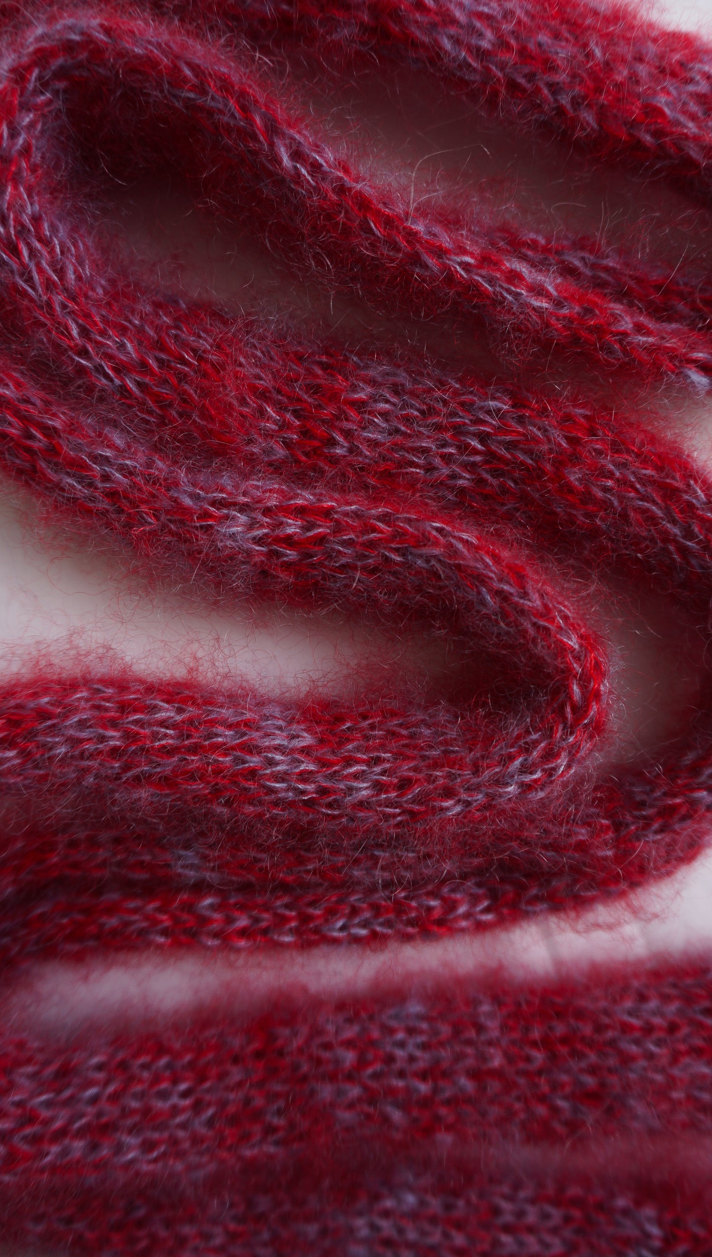 Small mohair scarf red + light blue