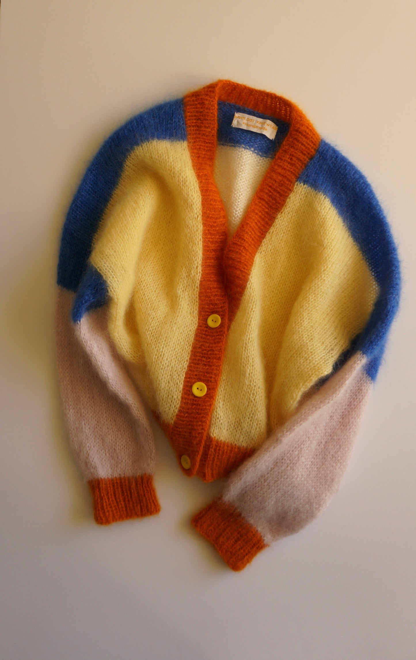 Colourful knitted mohair cardigan