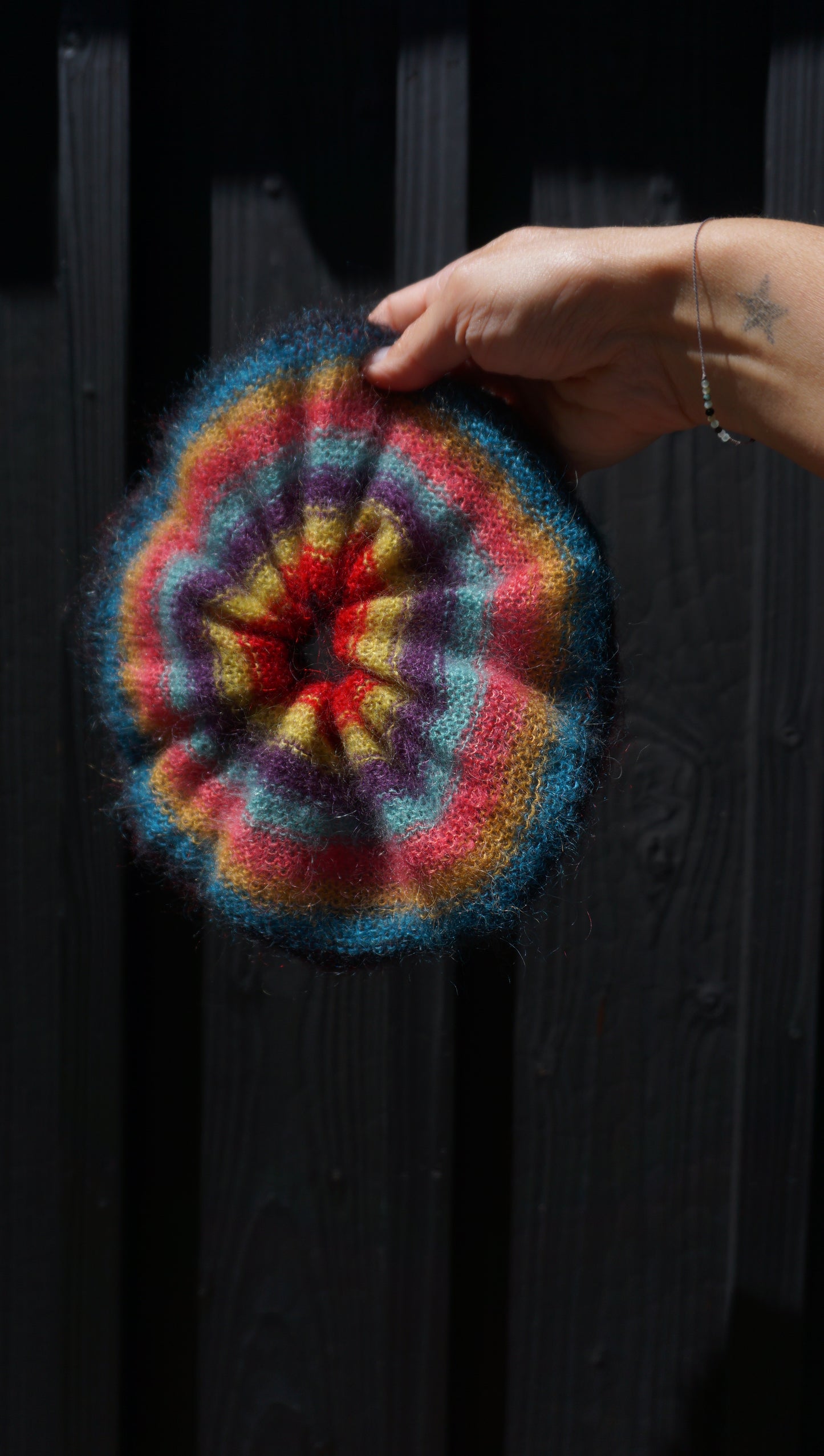 Striped mohair scrunchie