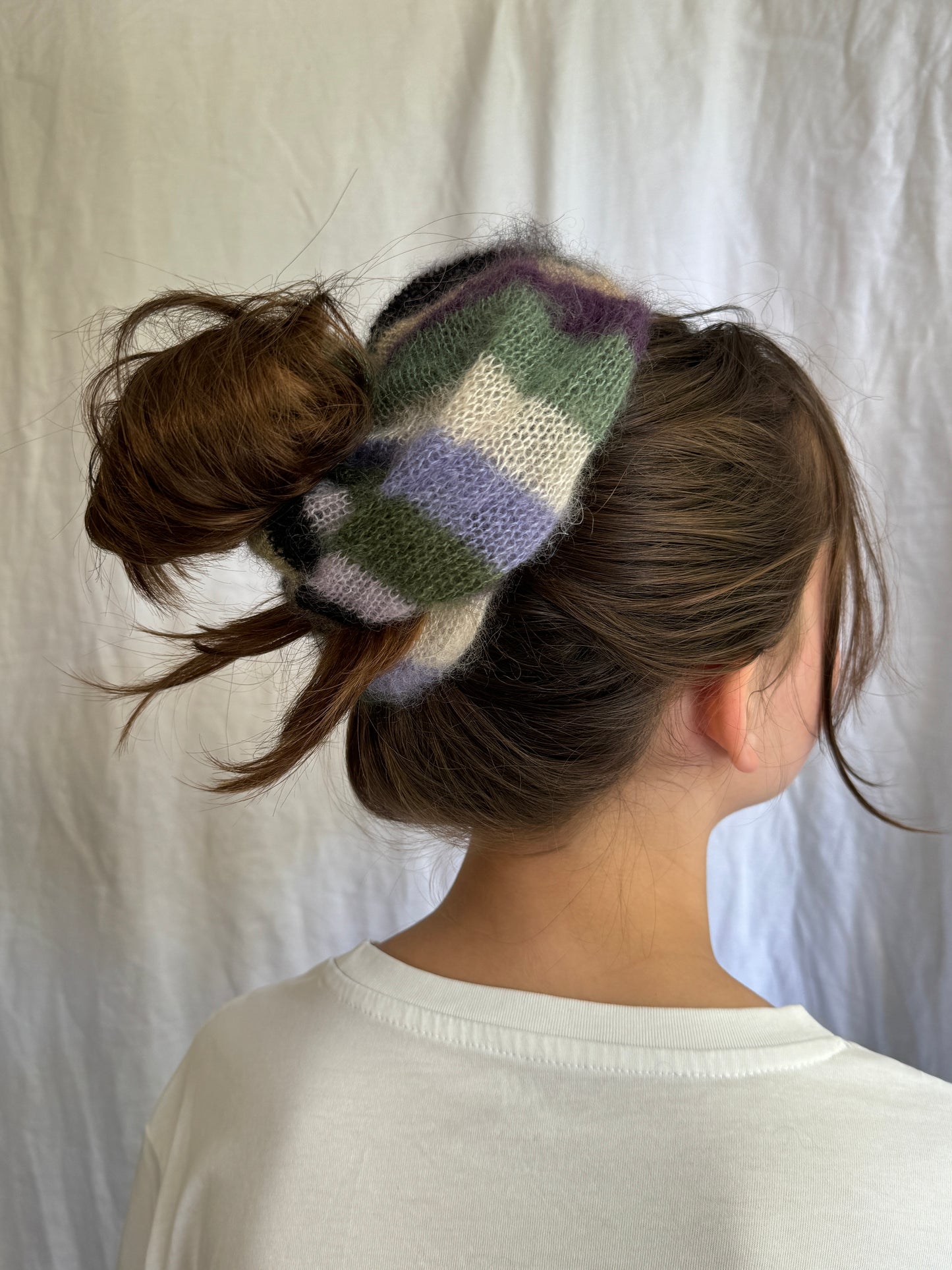 Big multicolored mohair scrunchie