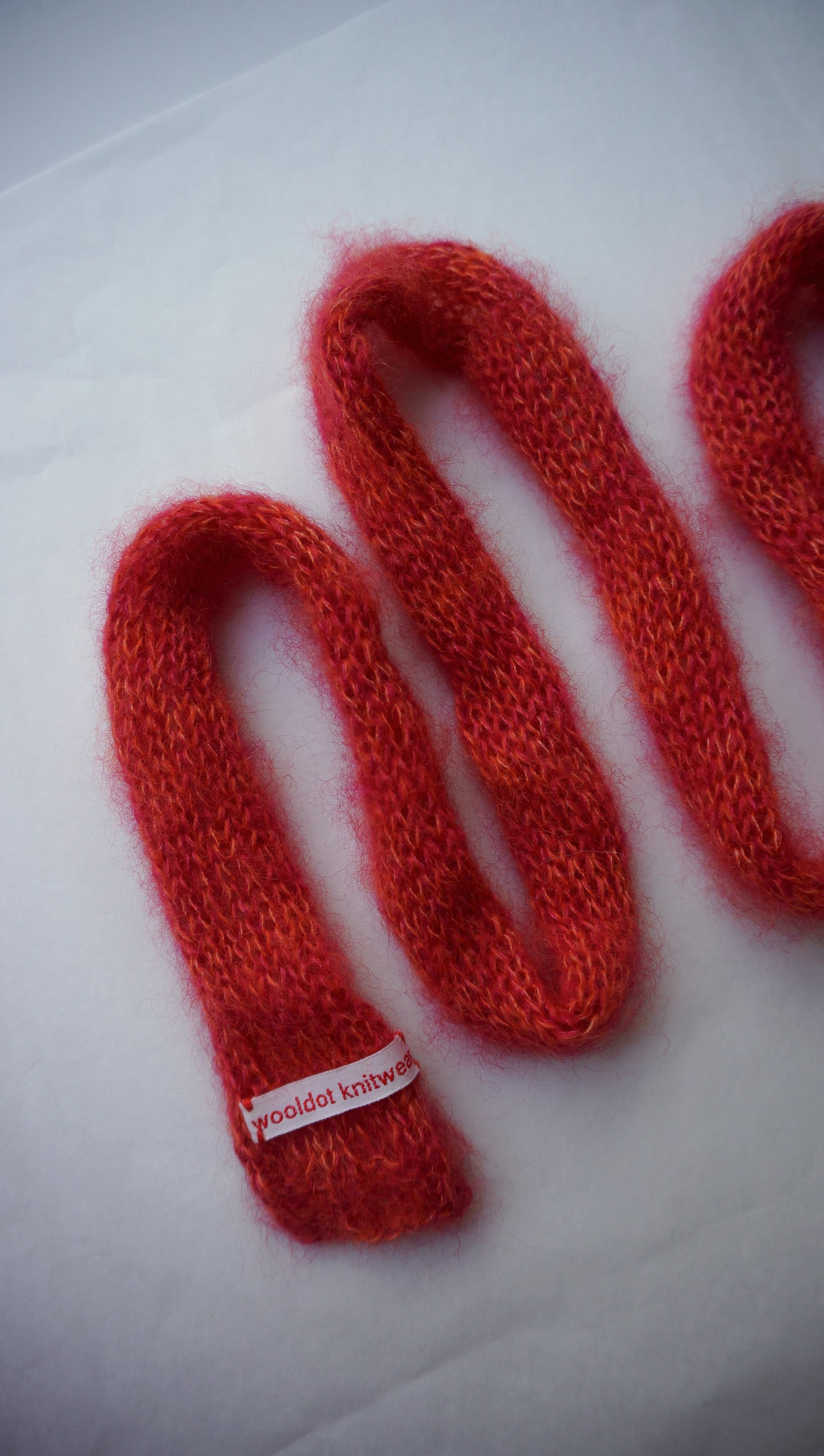 Small mohair scarf orange + red