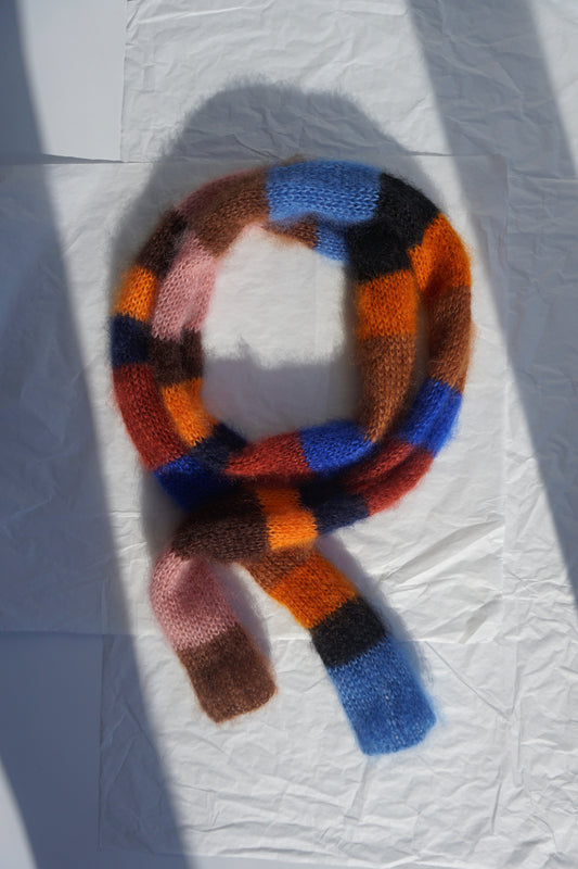 Slim mohair scarf multicolored stripes