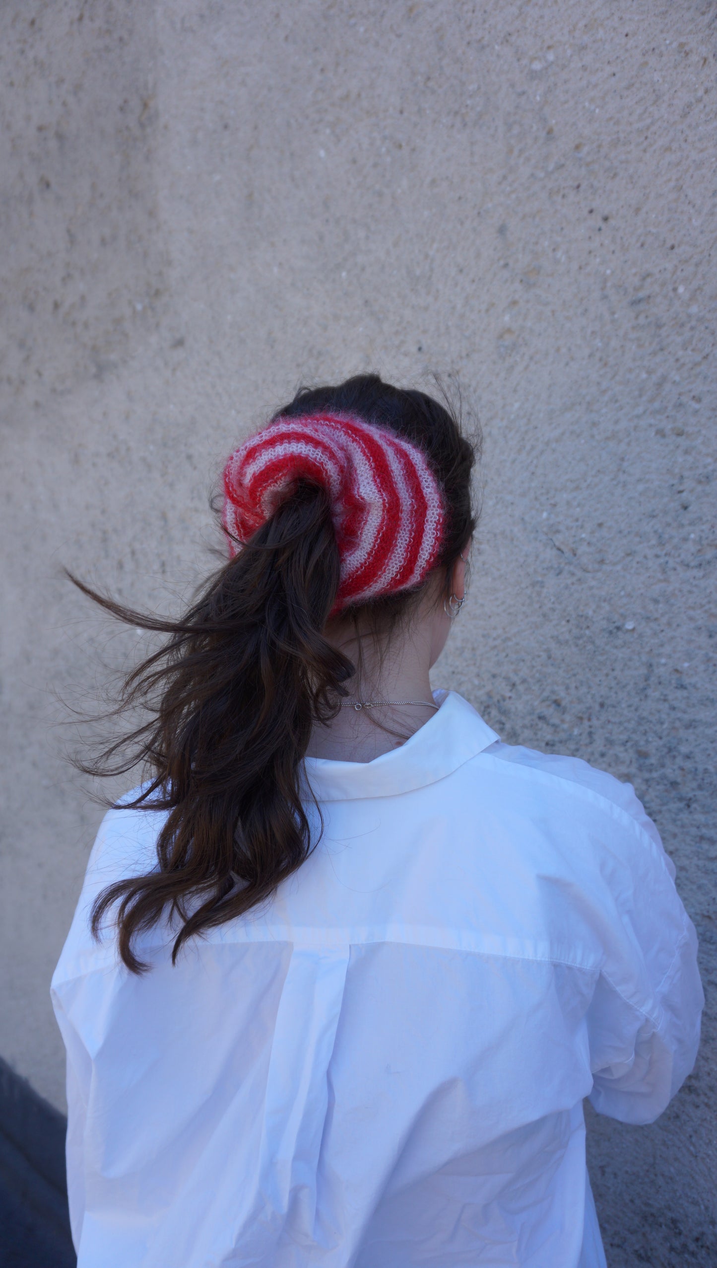 Striped mohair scrunchie