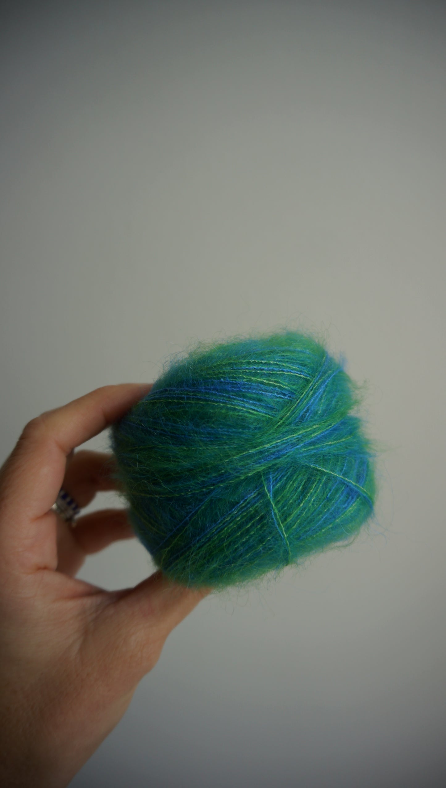 Small mohair scarf green + blue