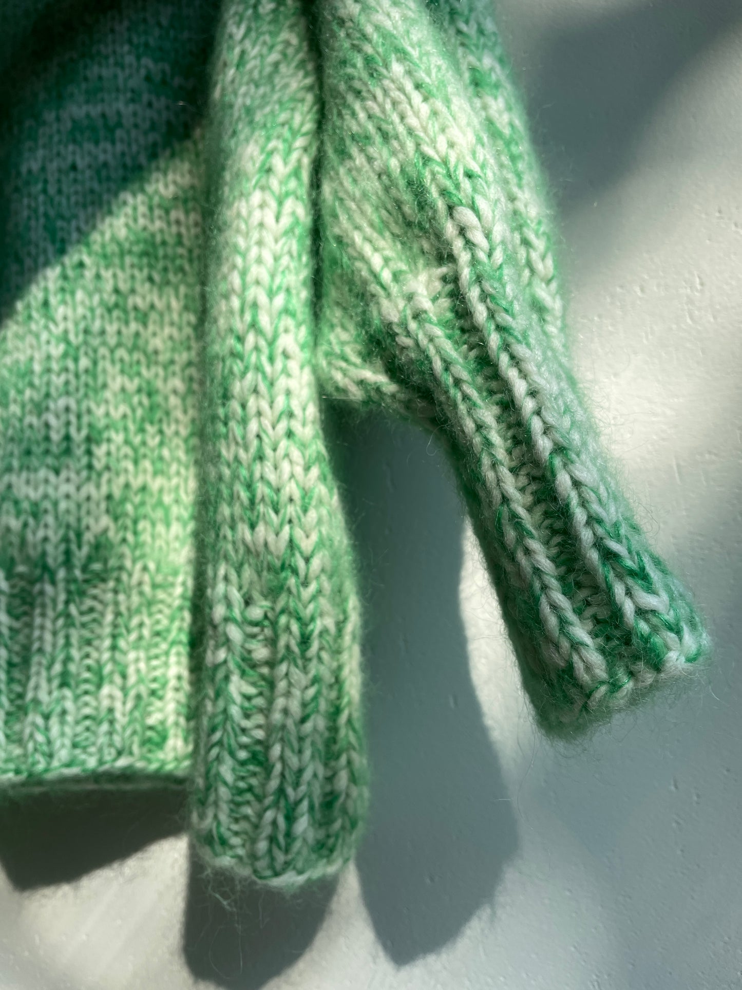 Melange green & white alpaca turtleneck jumper