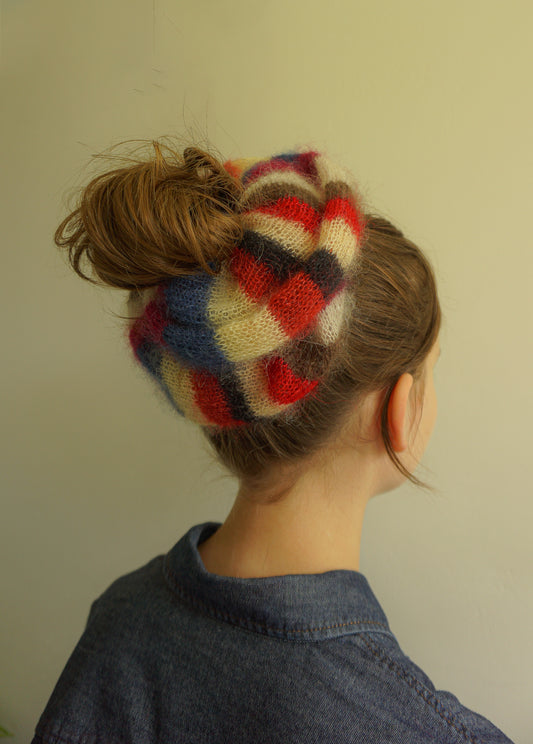 Big multicolored mohair scrunchie