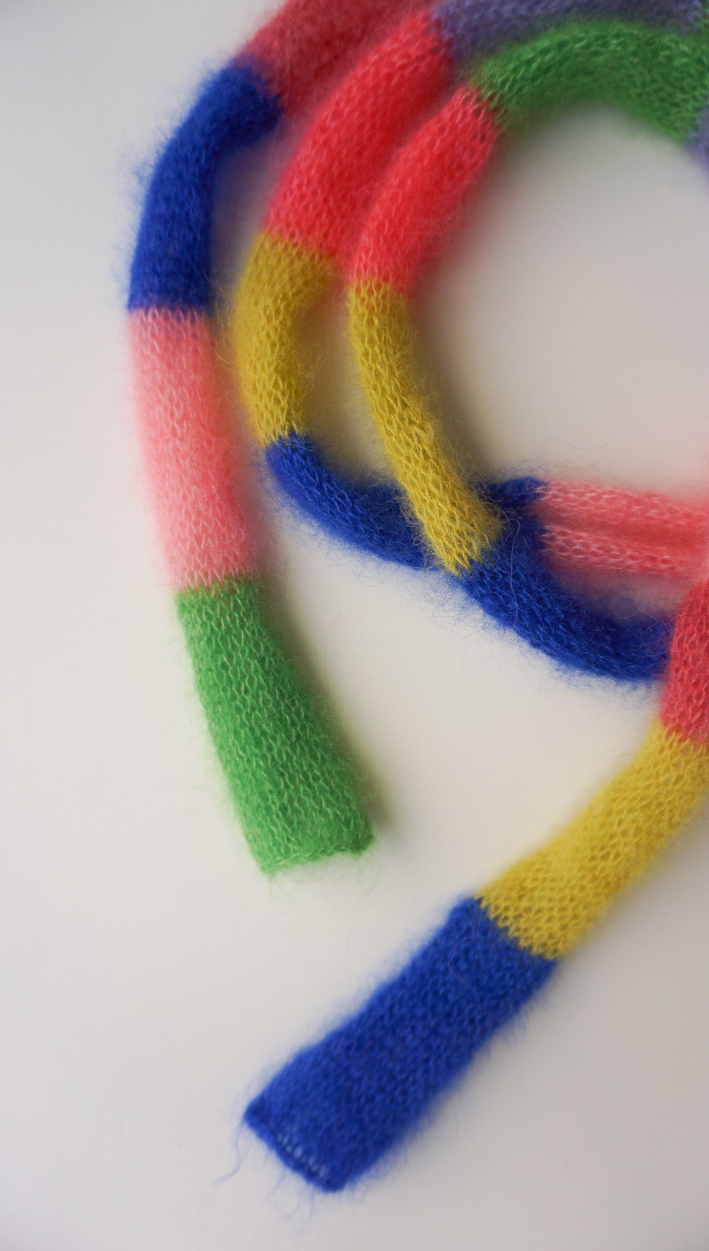 Mini skinny mohair scarf multicolored stripes