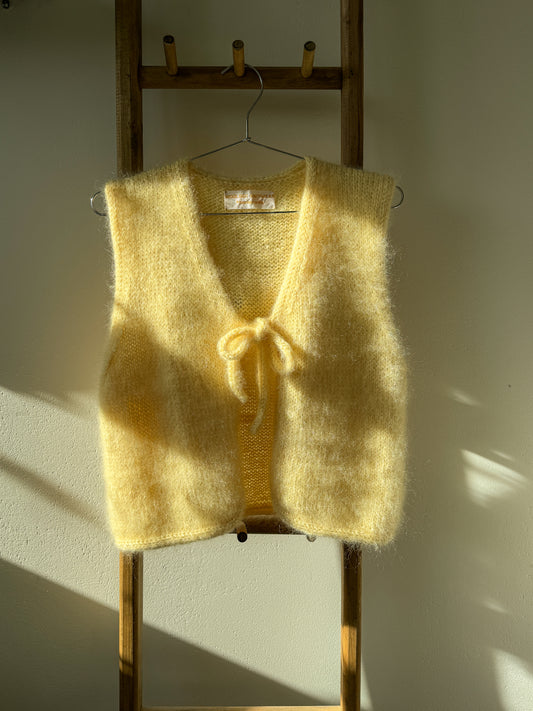 Yellow furry mohair vest