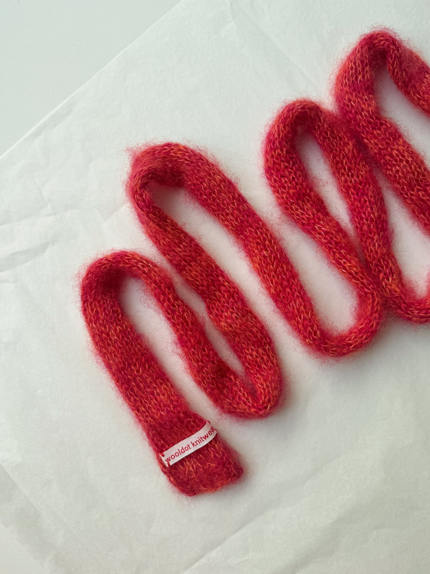 Small mohair scarf orange + red