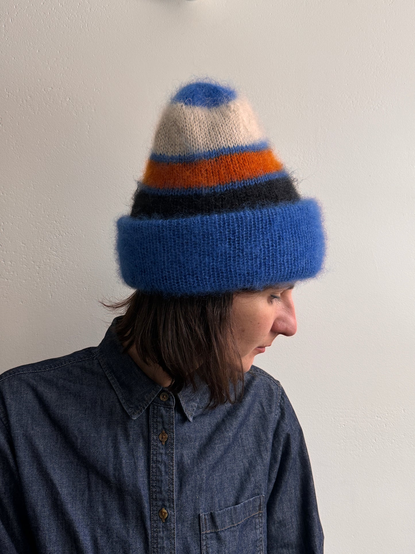 Blue mohair beanie