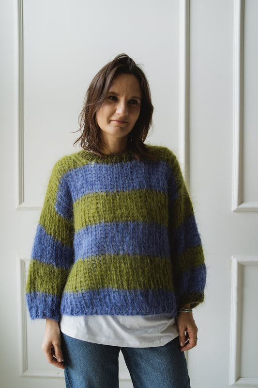 cosy fluffy striped mohair sweater