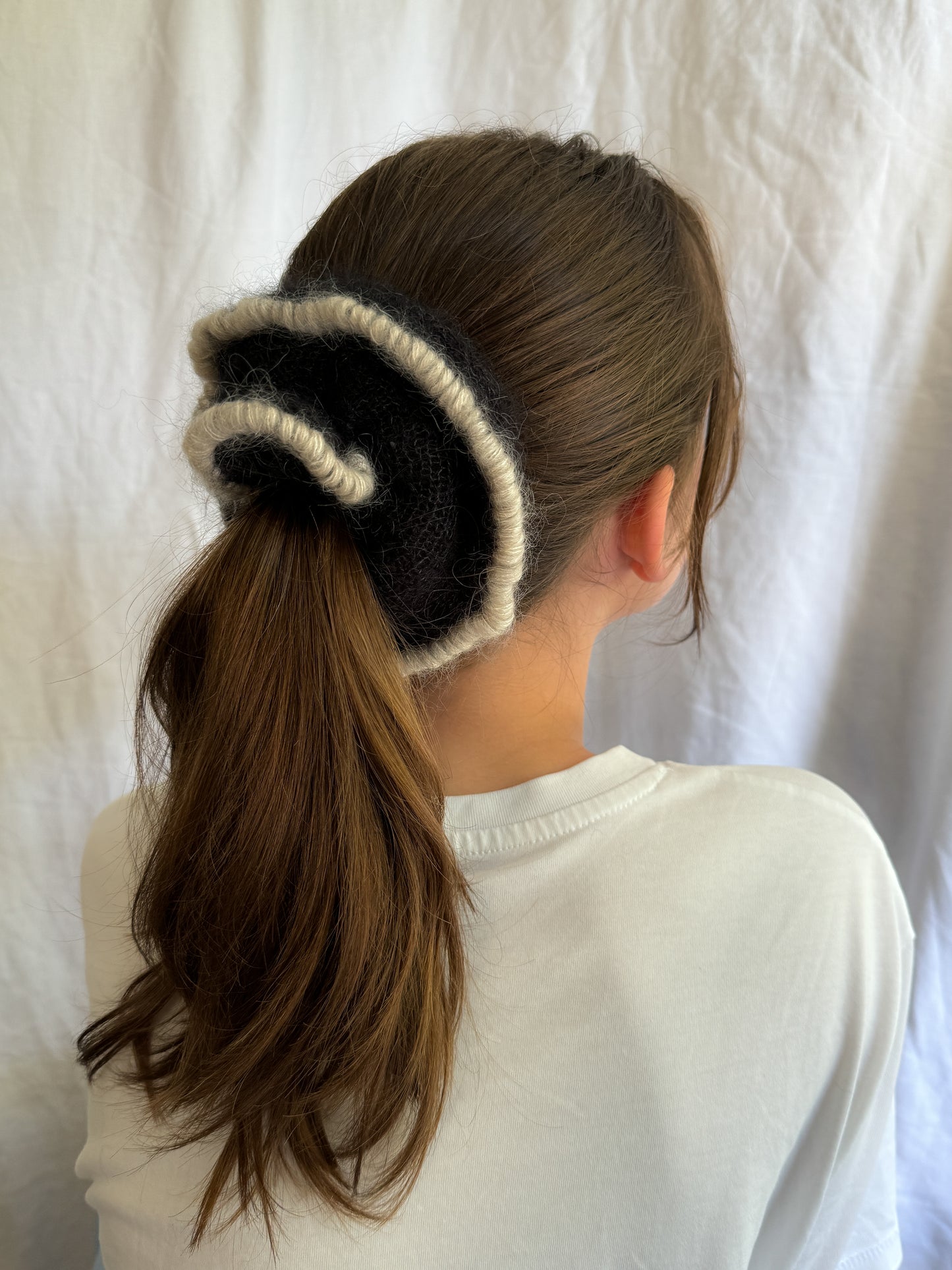 Black mohair scrunchie