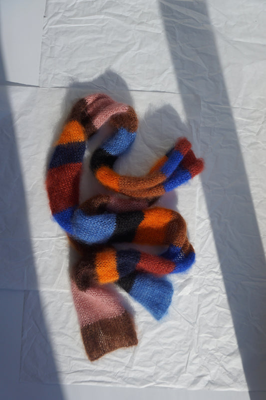 Slim mohair scarf multicolored stripes