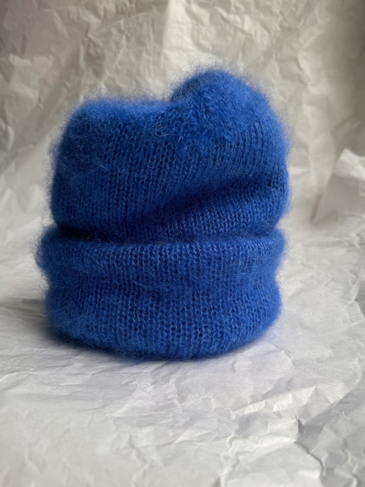 Blue mohair beanie