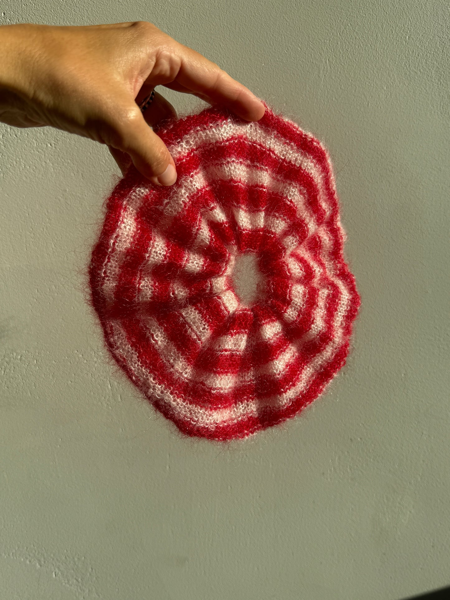 Striped mohair scrunchie