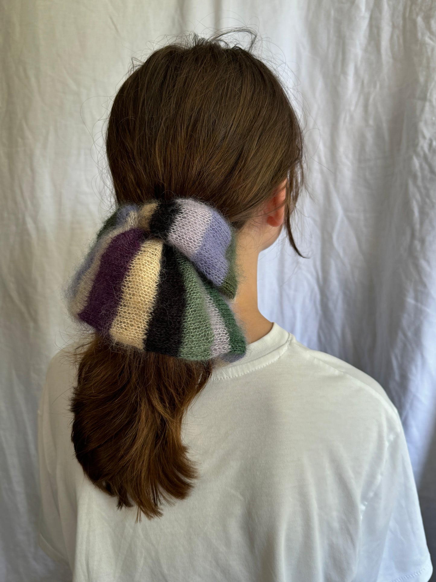 Big multicolored mohair scrunchie