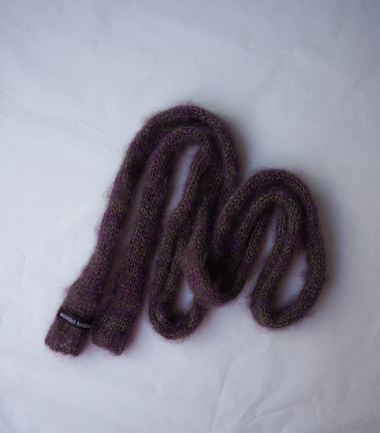 Small mohair scarf olive + purple
