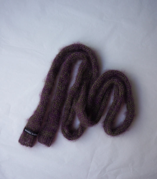 Small mohair scarf olive + purple