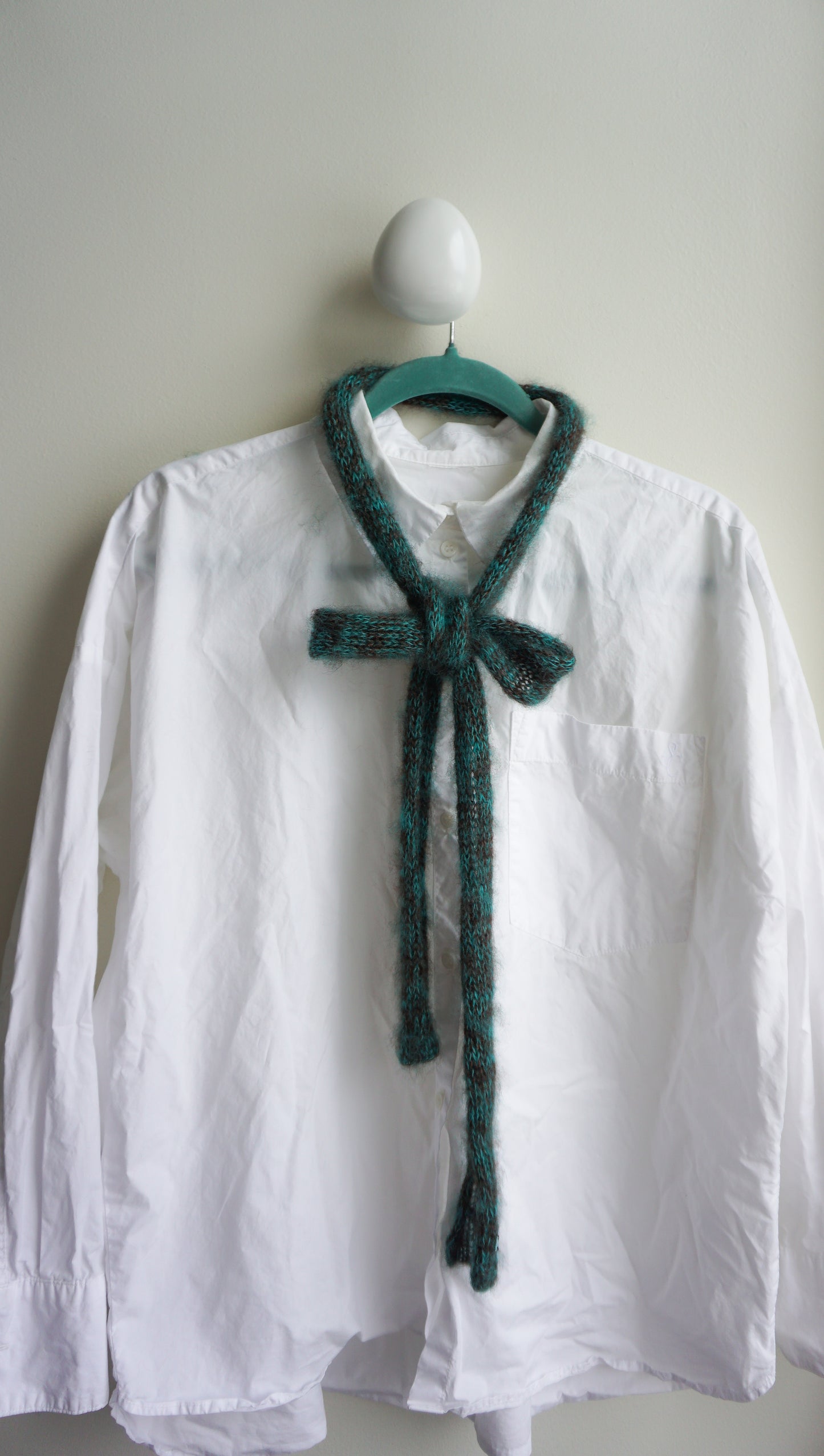 Small mohair scarf brown + aquamarine