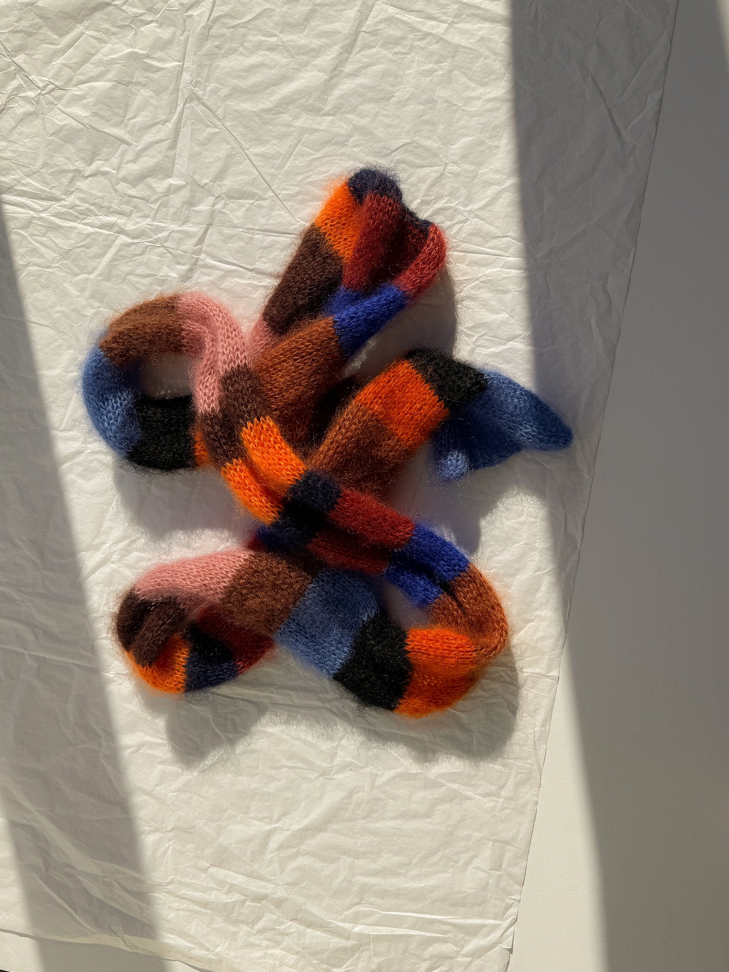 Slim mohair scarf multicolored stripes