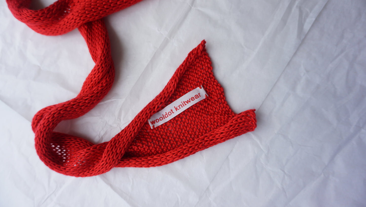 Slim silk summer scarf in bright red
