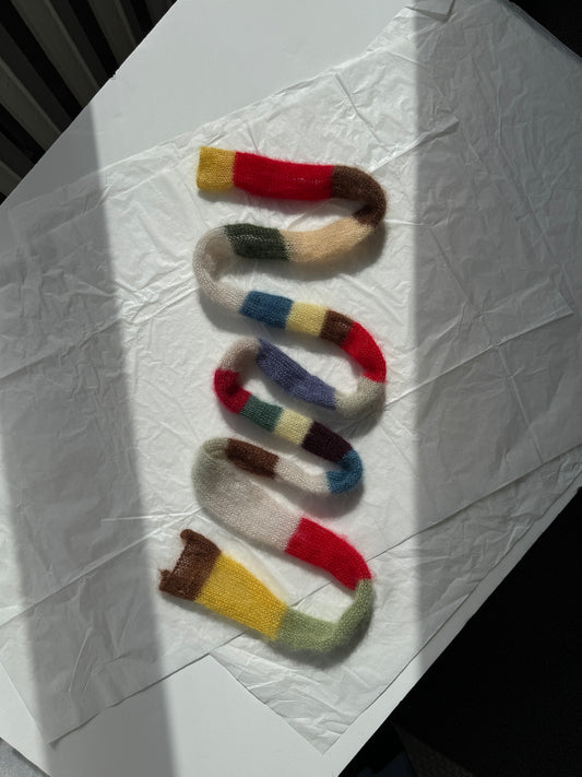 Small skinny mohair scarf bright colors